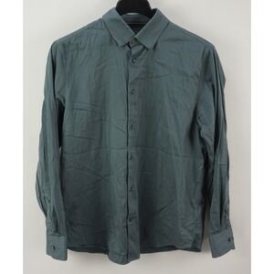 Rare Rabbit Satin Stretch Performance Button Down Shirt Mens XL Blue Lightweight